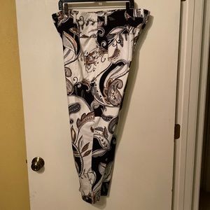Chicos so slimming ankle pants. Paisley in black tan and white. Size 3=XL